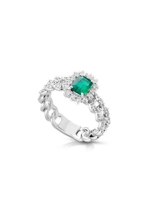 Anello Catena di Smeraldo con Diamanti SG47483