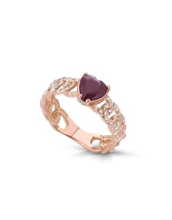 Anello Catena Cuore di Rubino con Diamanti SG68562