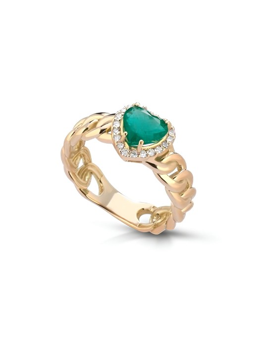 Anello Catena di Smeraldo in Oro Giallo 18k SG14596