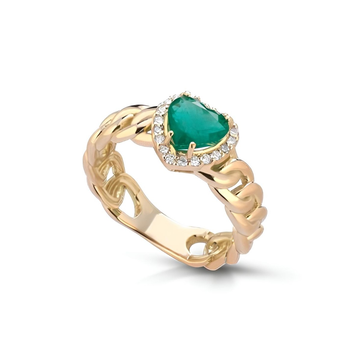 Anello Catena di Smeraldo in Oro Giallo 18k SG14596