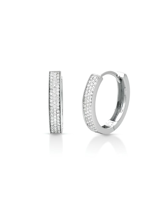 Orecchini Cerchio di Brillanti in Oro Bianco 18k SG83304