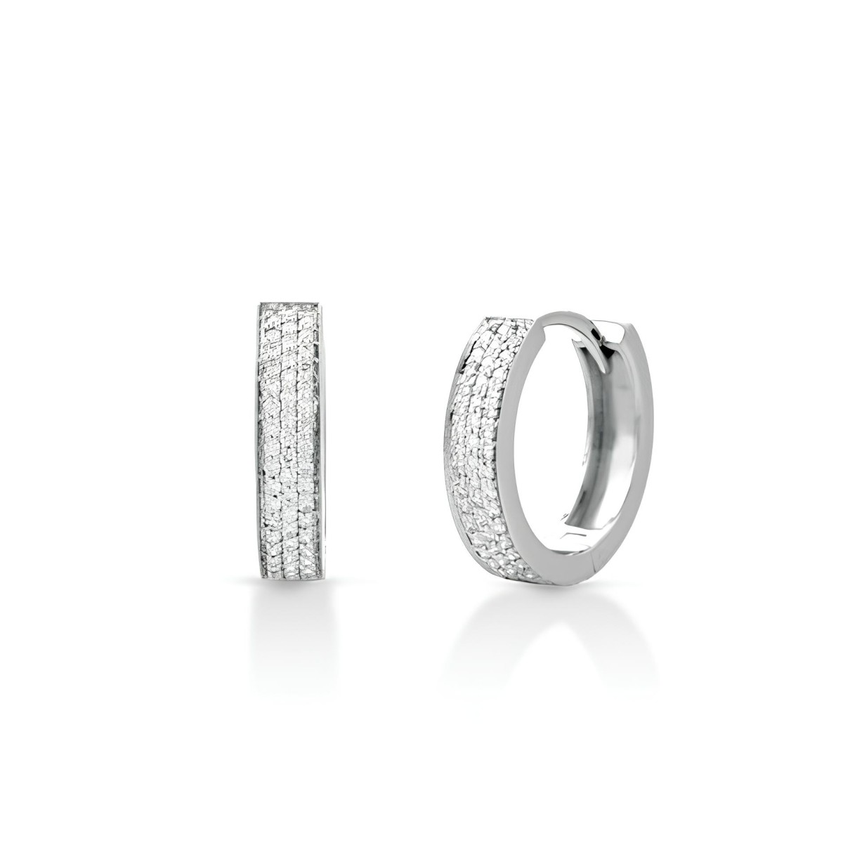 Orecchini Cerchio Splendente in Oro Bianco 18k SG37026