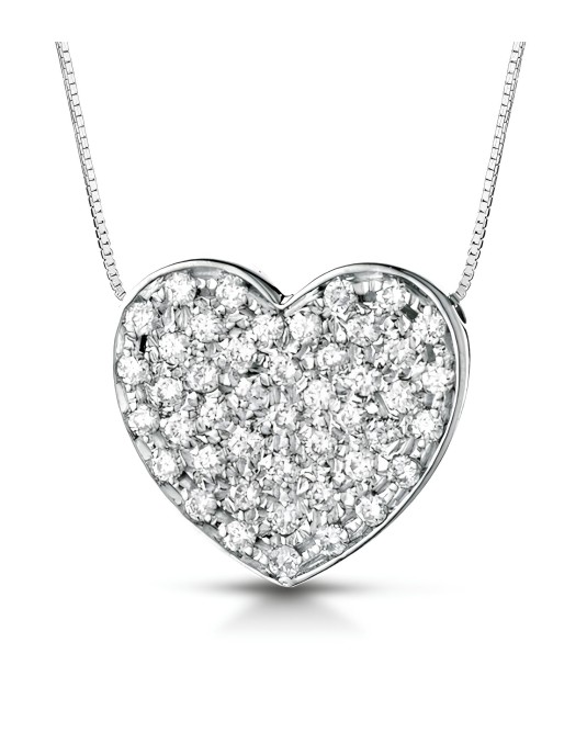 Ciondolo Cuore Brillante in Oro Bianco 18k SG22721