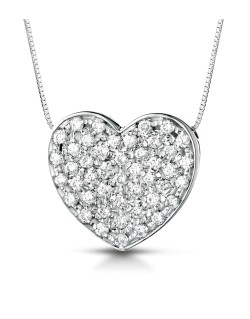 Ciondolo Cuore Brillante in Oro Bianco 18k SG22721