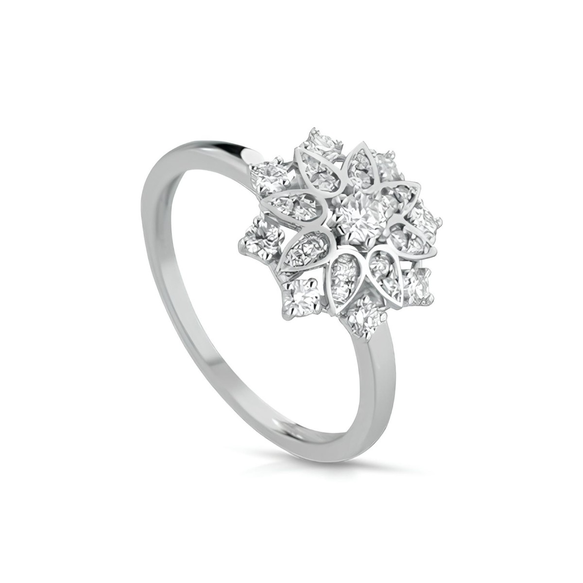 Anello Fiore di Diamante in Oro Bianco 18k SG15358