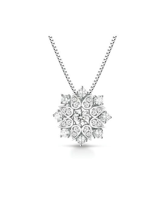 Collana Fiore di Diamante in Oro Bianco 18k SG84324