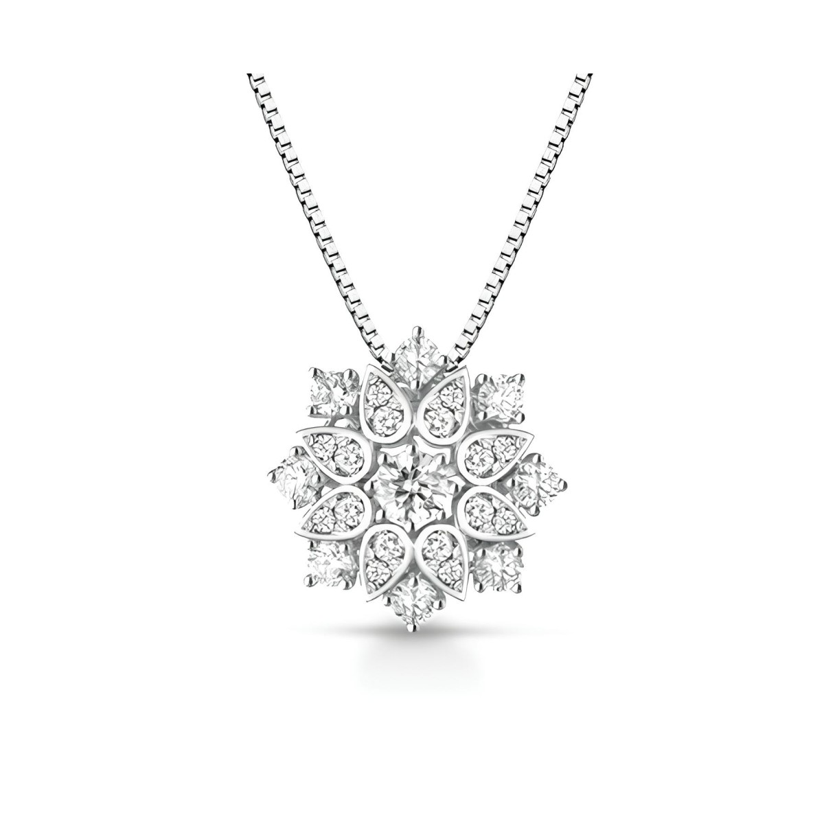 Collana Fiore di Diamante in Oro Bianco 18k SG84324
