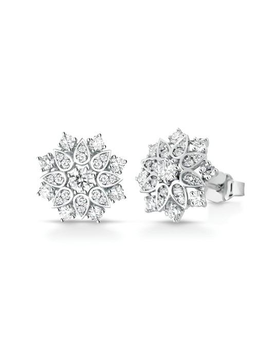 Orecchini Fiore di Diamante in Oro Bianco 18k SG30319