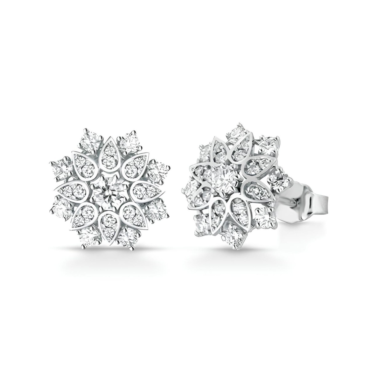 Orecchini Fiore di Diamante in Oro Bianco 18k SG30319