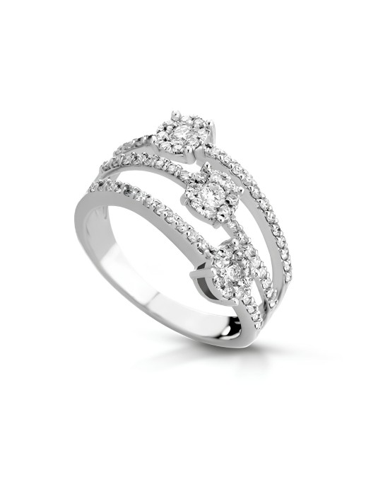 Anello Trilogy Sinuoso in Oro Bianco 18k SG43357