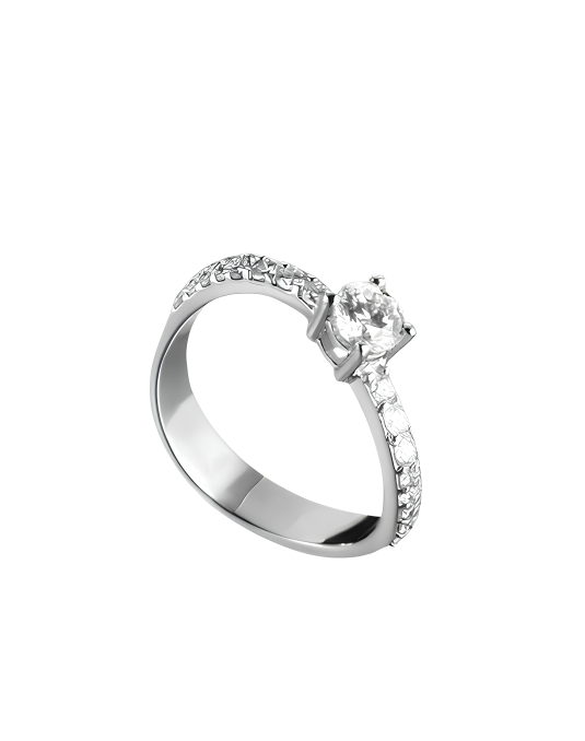 Anello Solitario con Diamanti di Contorno SG21677
