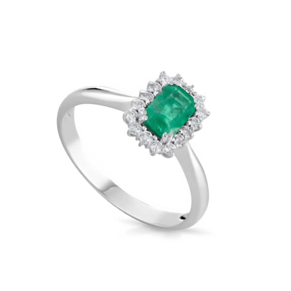 Anello Regina di Smeraldo in Oro Bianco 18k SG77104