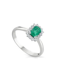Anello Regina di Smeraldo in Oro Bianco 18k SG77104