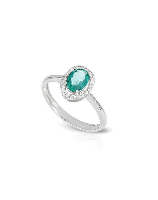 Anello Smeraldo Reale in Oro Bianco 18k SG01158