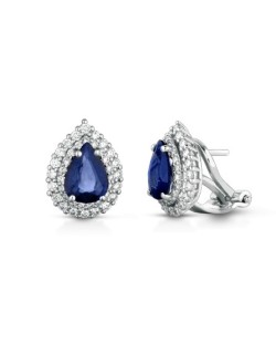 ORECCHINI FANTASIA IN ORO BIANCO 18 K CON ZAFFIRI E DIAMANTI NATURALI E VVS