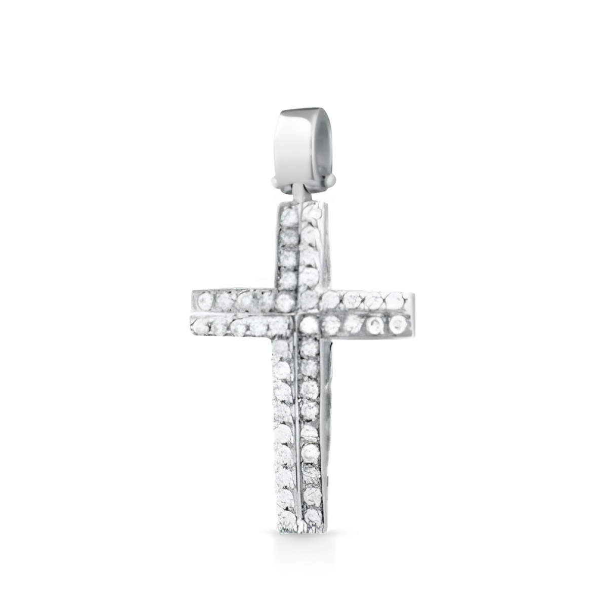 Croce Divina Splendente in Oro Bianco 18k SG41292