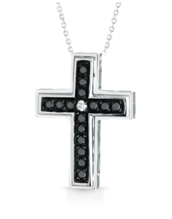 Croce Uomo Black Essence in Oro Bianco 18k e Diamanti Neri SG20512