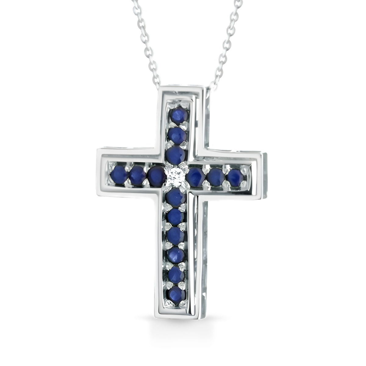 Croce Elite Blu Uomo in Oro Bianco 18k SG61631