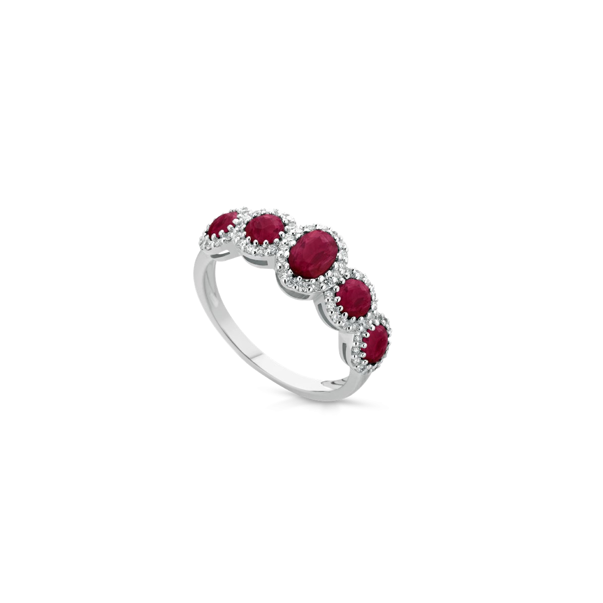 Anello Regina di Rubini in Oro Bianco 18k SG63156