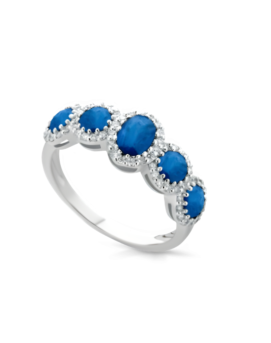Anello Incanto di Zaffiri in Oro Bianco 18k SG08751