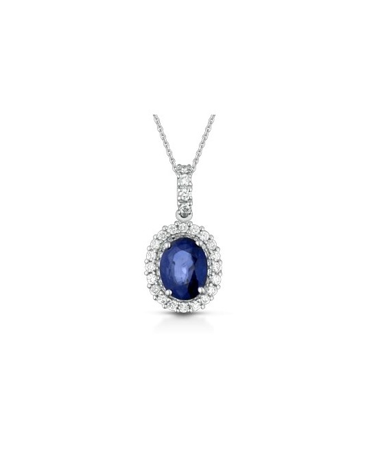 CIONDOLO FANTASIA IN ORO BIANCO 18 K CON RUBINO E DIAMANTI NATURALI E VVS
