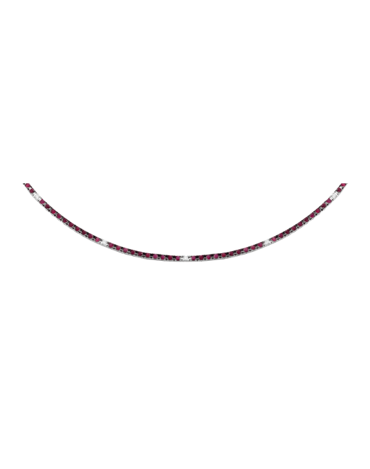 Collana Tennis Rubini e Diamanti Bianchi SG87382