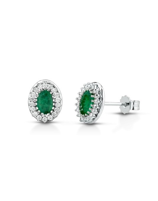 ORECCHINI FANTASIA IN ORO BIANCO 18 K CON RUBINI E DIAMANTI NATURALI E VVS