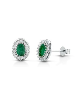 ORECCHINI FANTASIA IN ORO BIANCO 18 K CON RUBINI E DIAMANTI NATURALI E VVS