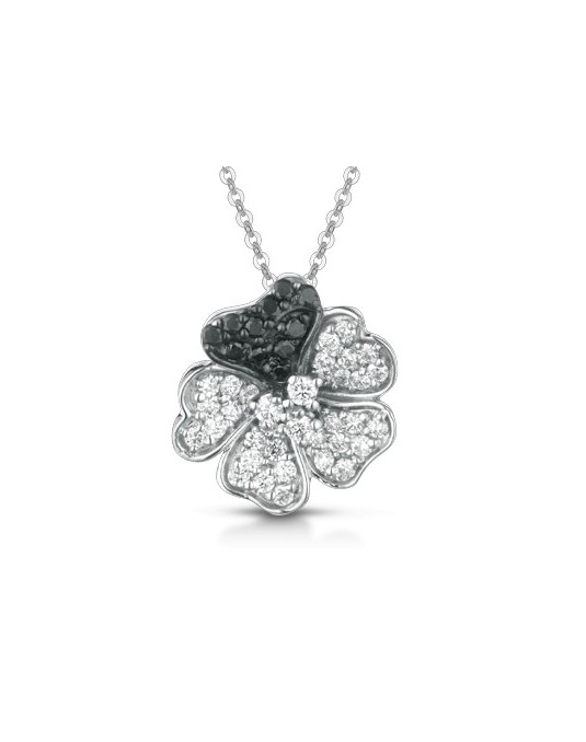 CIONDOLO FANTASIA IN ORO BIANCO 18 K CON DIAMANTI NERI E DIAMANTI NATURALI E VVS
