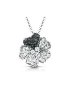 CIONDOLO FANTASIA IN ORO BIANCO 18 K CON DIAMANTI NERI E DIAMANTI NATURALI E VVS
