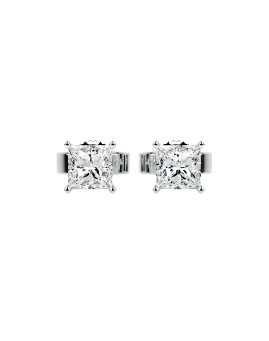 Orecchini Punto Luce Princess Taglio Quadrato in Oro Bianco 18k
