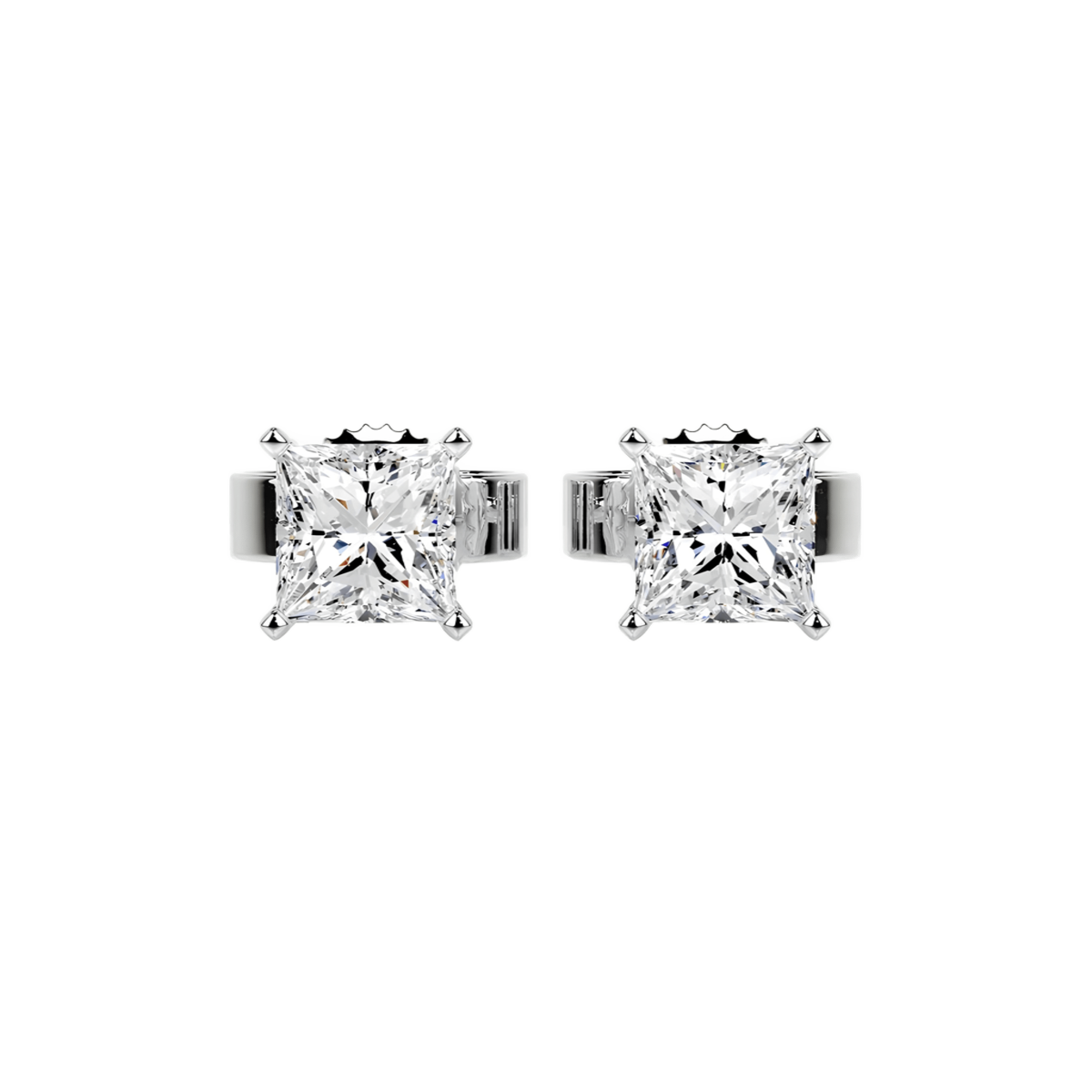 Orecchini Punto Luce Princess Taglio Quadrato in Oro Bianco 18k