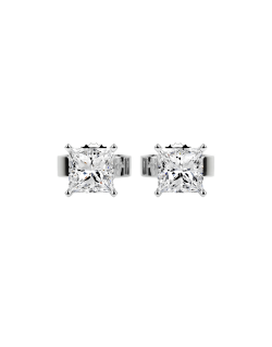 Orecchini Punto Luce Princess Taglio Quadrato in Oro Bianco 18k