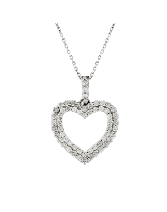 Ciondolo Cuore Eterno in Oro Bianco 18k con Diamanti 0.42 ct SG95918