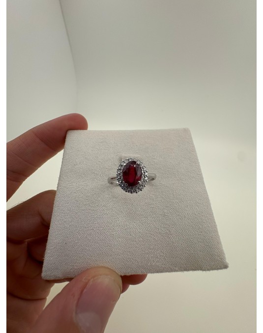 Anello Regina di Fuoco con Rubino Naturale e Diamanti SG93273