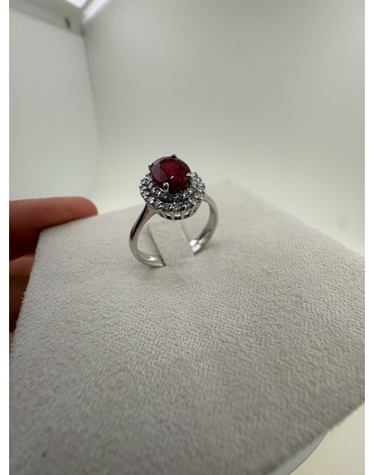 Anello Regina di Fuoco con Rubino Naturale e Diamanti SG93273
