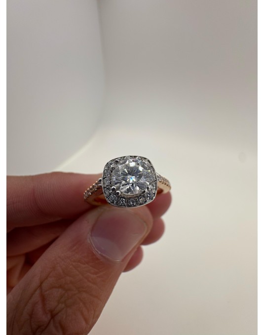 Anello Halo Brillante in Oro Rosa 18k SG35842