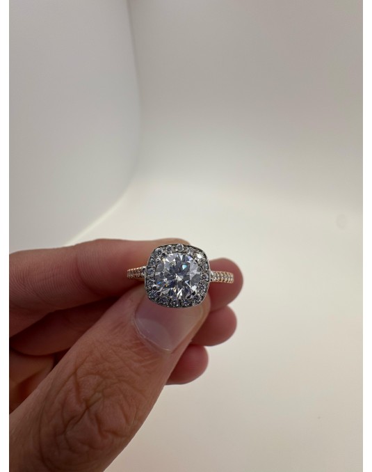 Anello Halo Brillante in Oro Rosa 18k SG35842