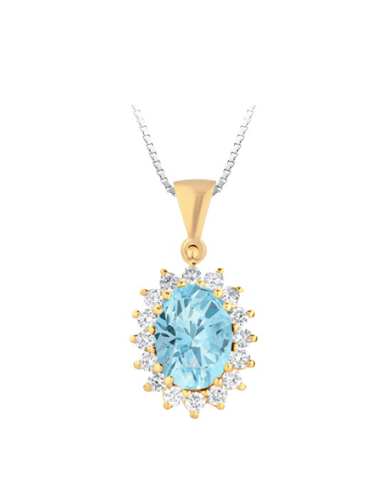 Pendente Acquamarina Naturale in Oro Giallo 18k Diamanti SG60539