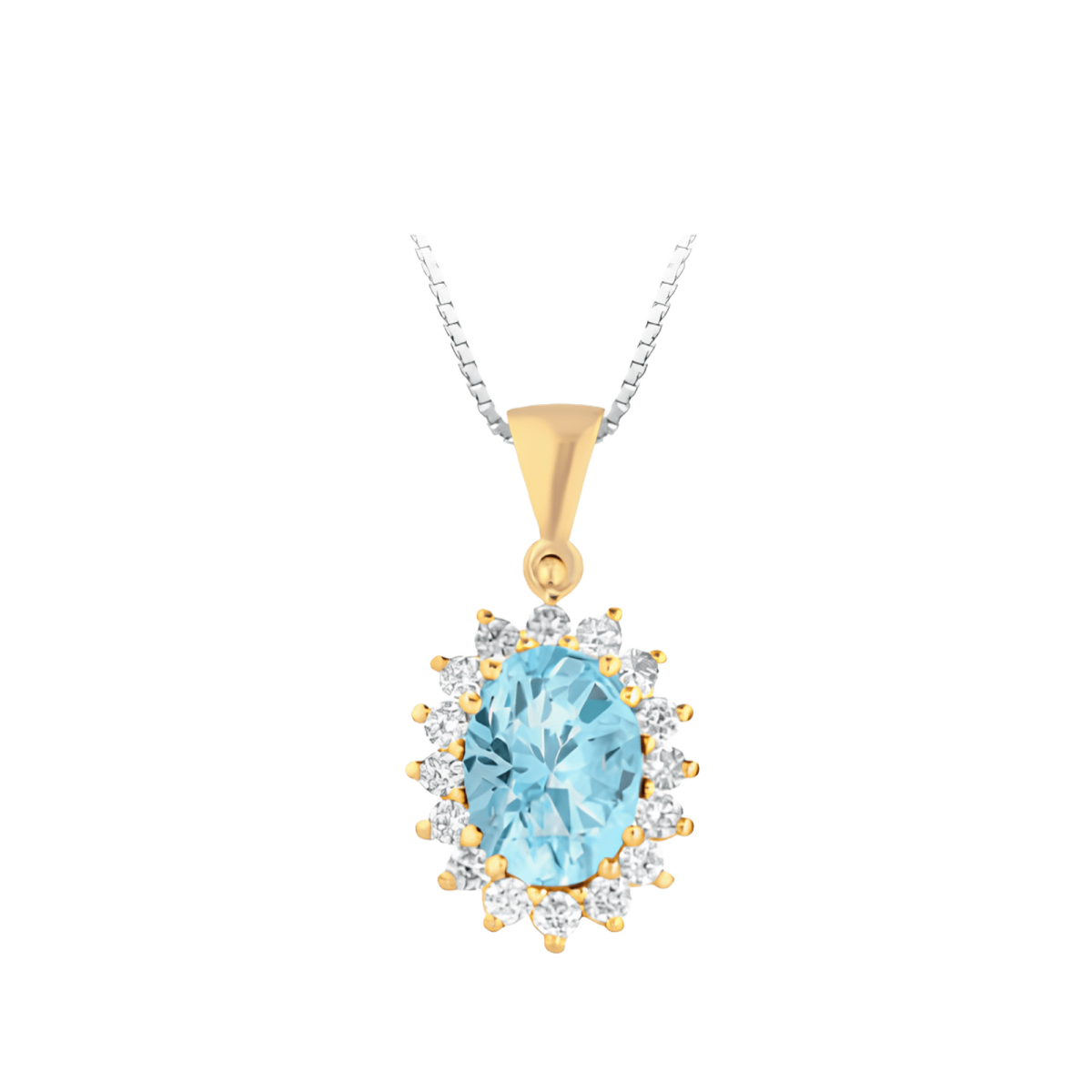 Pendente Acquamarina Naturale in Oro Giallo 18k Diamanti SG60539
