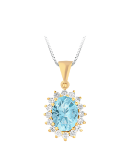 Pendente Acquamarina Naturale in Oro Giallo 18k Diamanti SG60539