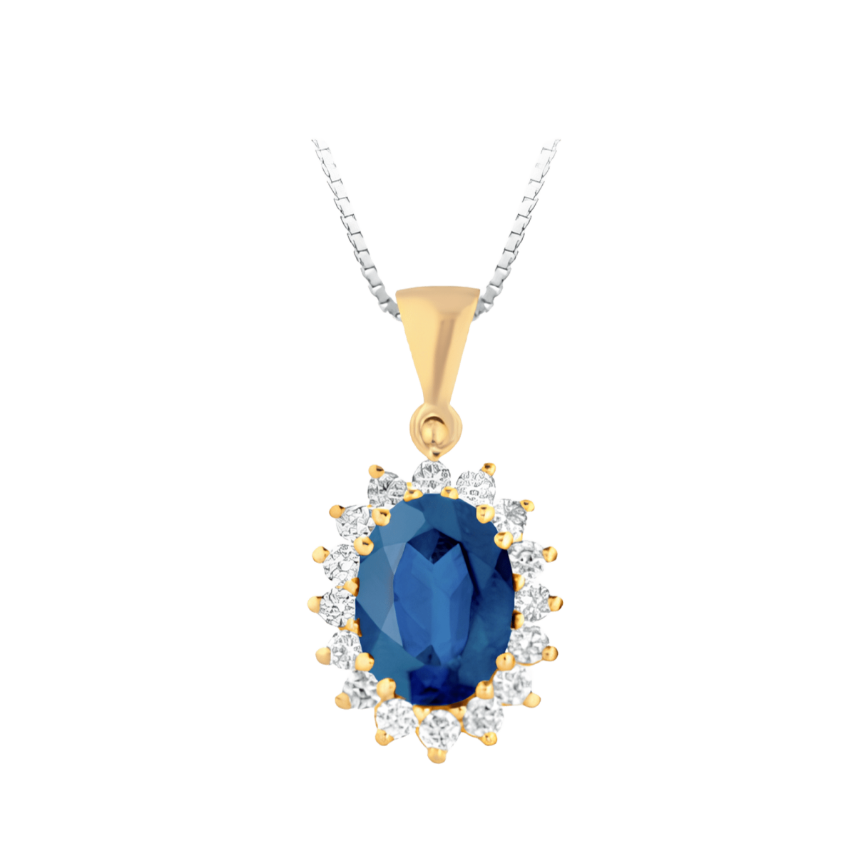 Pendente Zaffiro Blu Naturale Ovale in Oro Giallo 18k SG55632