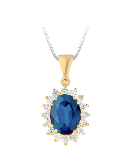 Pendente Zaffiro Blu Naturale Ovale in Oro Giallo 18k SG55632