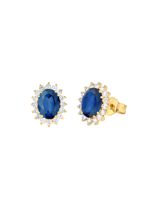 Orecchini Zaffiro Blu Naturale Ovale in Oro Giallo 18k SG19268