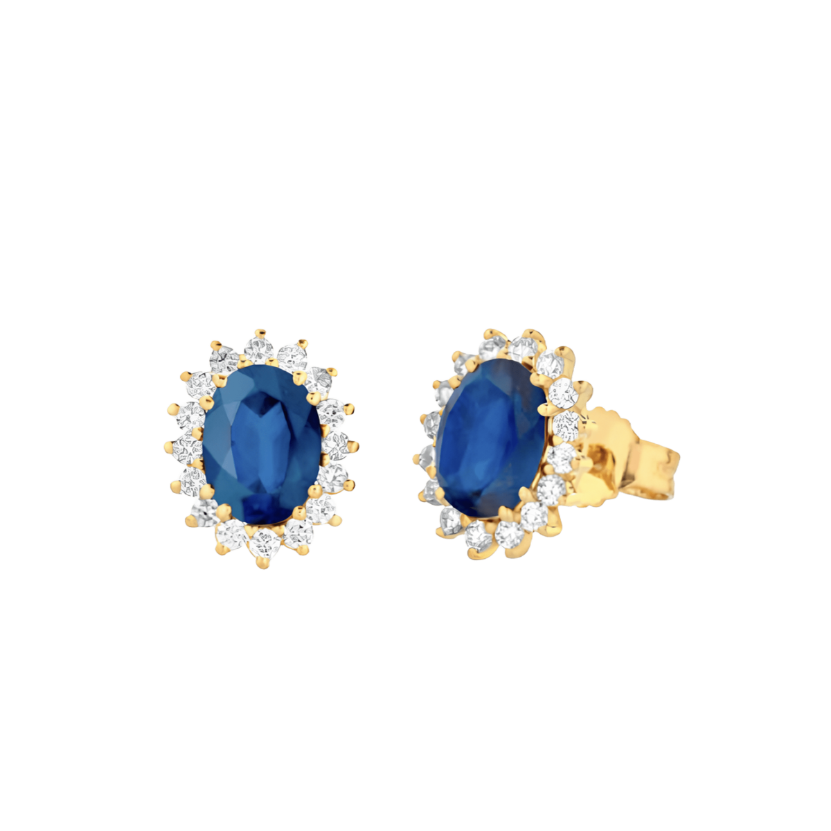 Orecchini Zaffiro Blu Naturale Ovale in Oro Giallo 18k SG19268