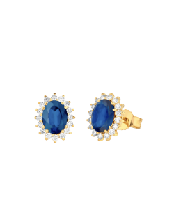 Orecchini Zaffiro Blu Naturale Ovale in Oro Giallo 18k SG19268
