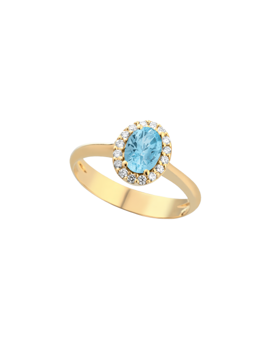 Anello Acquamarina Naturale Ovale Oro Giallo 18k SG14476