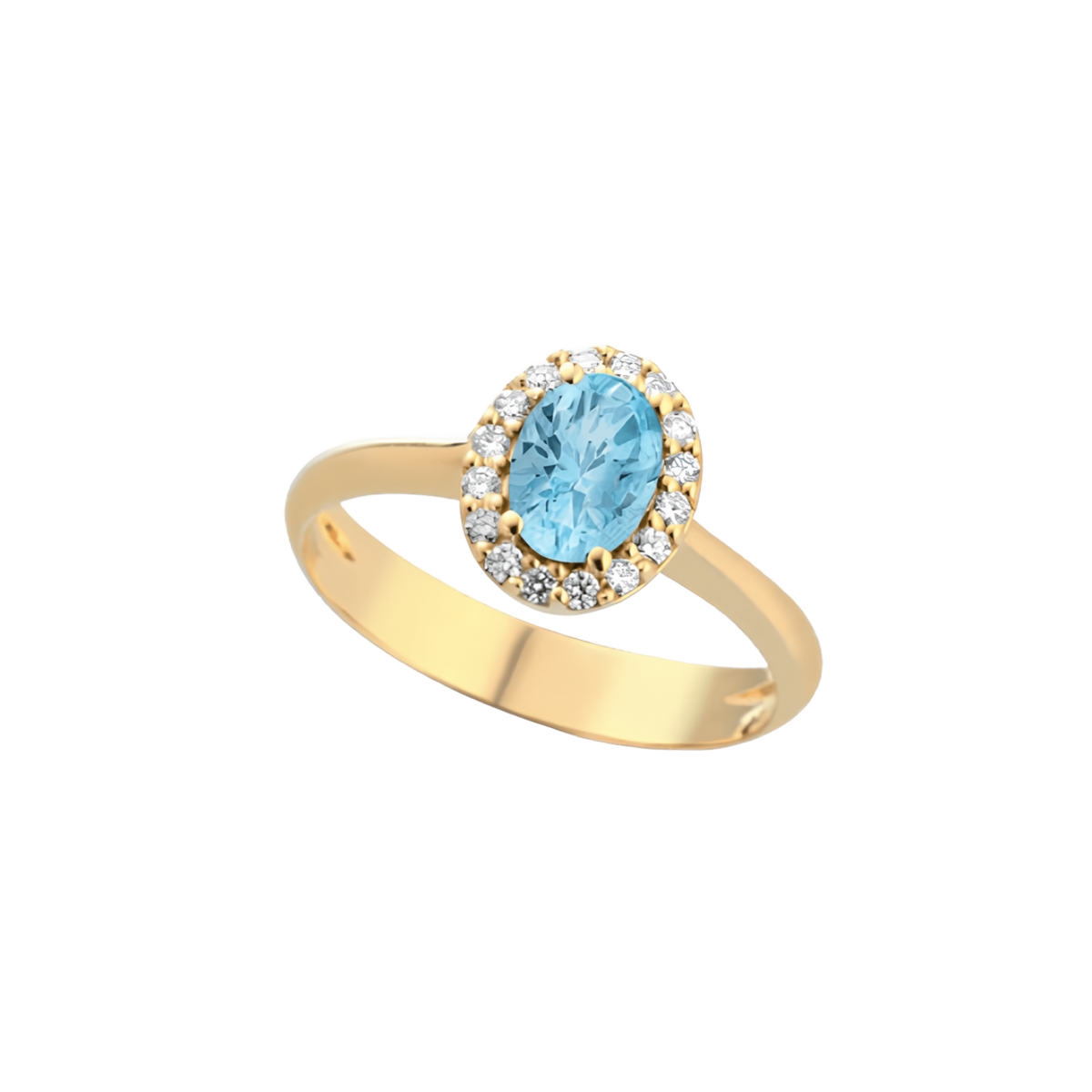 Anello Acquamarina Naturale Ovale Oro Giallo 18k SG14476