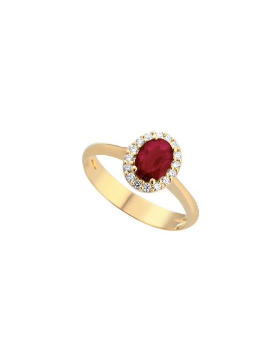 Anello Rubino Naturale Ovale in Oro Giallo 18k SG15602
