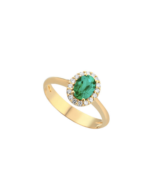 Anello Smeraldo Naturale Ovale in Oro Giallo 18k SG18956